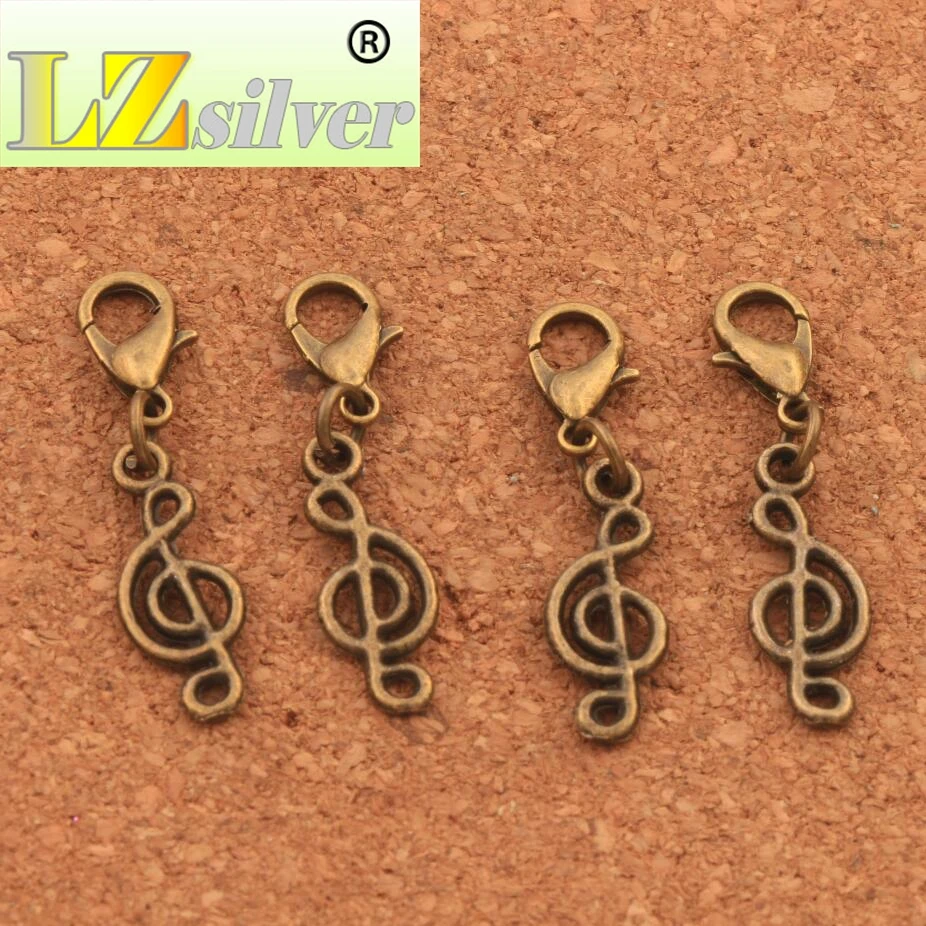 

Treble Cleft Music Note Lobster Claw Clasp Charm Beads 33.7x7.9mm 100PCS zinc alloy Bronze Jewelry DIY C557