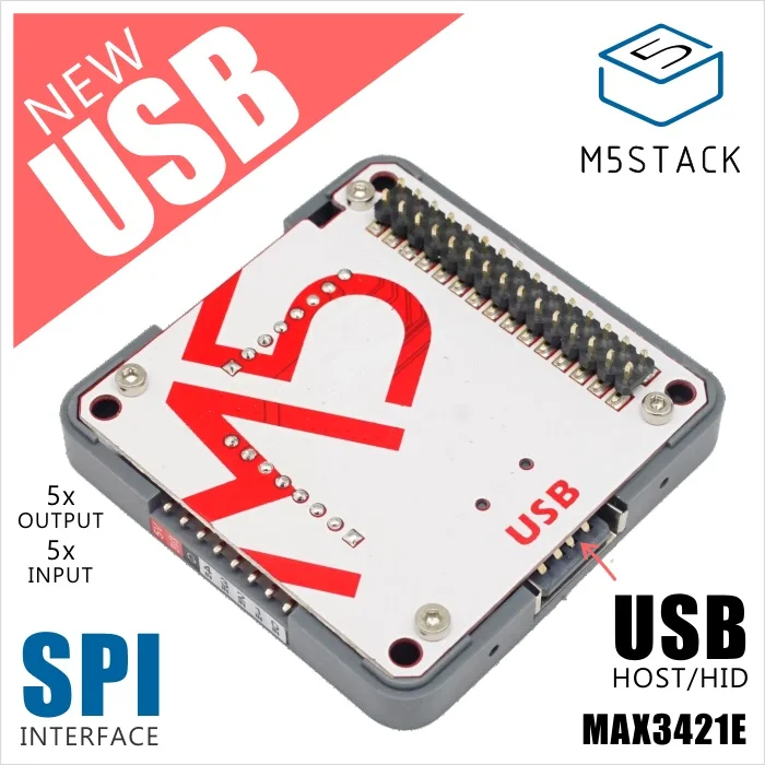 M5Stack Новый USB модуль хост/HID с интерфейсом MAX3421E SPI выход * 5 вход совместимый ESP32 - Фото №1