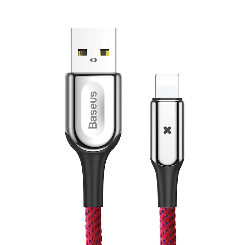 Красный Usb-кабель Baseus 2.4A Lighting для iPhone XR X 7 8, кабель для быстрой зарядки X Lighting для iPad iPhone 6 6 Plus, usb-кабель, шнур для зарядки - Цвет: Красный