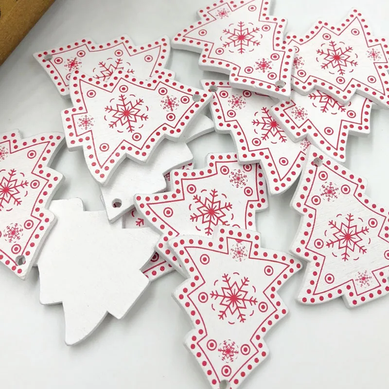 Деревянные белые пуговицы в виде рождественской елки WB499, 10 шт.