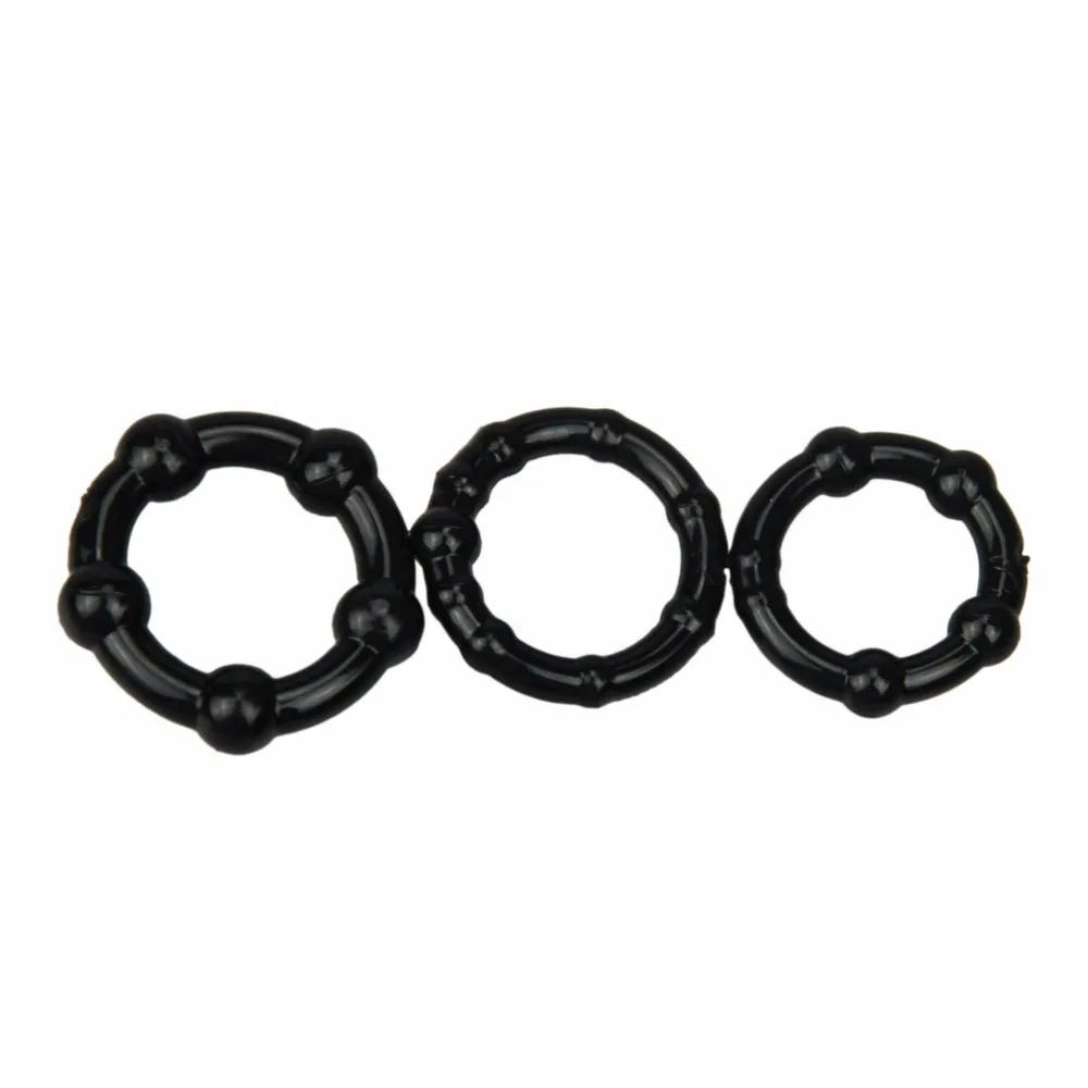 3 шт./компл. кольцо на пенис черные бусины силиконовый удлинитель жесткая эрекция
