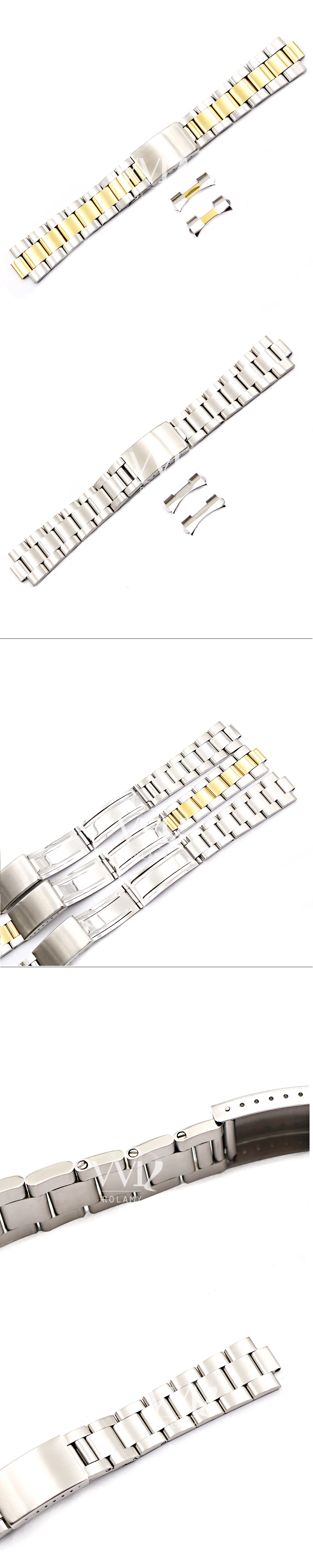 Rolamy 19 20mm Top Grade Silver Brushed 316L Solid Stainless Steel Watch Band Belt Strap Bracelets Of Oyster