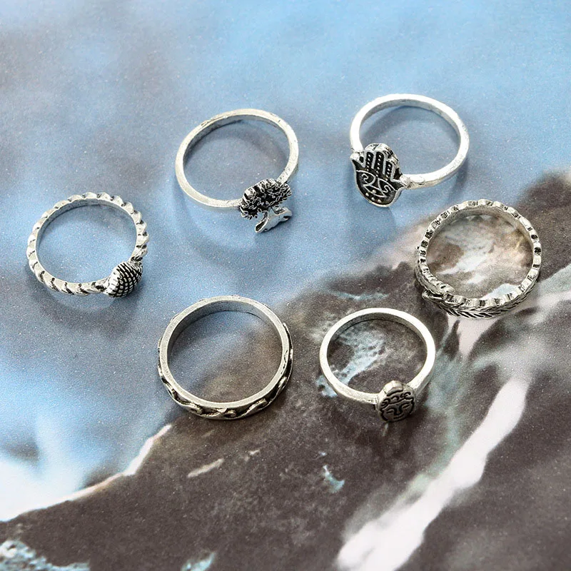 Модное дерево листья пальмы Bijuterii 6 pic/sit крошечные кольца bague много sortijas