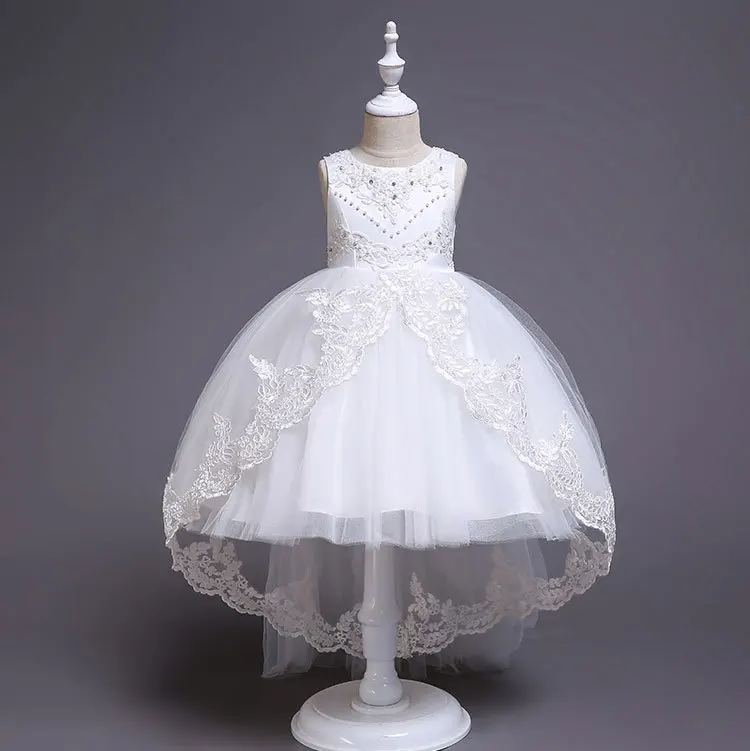 Elegant Cute Summer Girl Dress Toddler Teenage Kids Lace Embroidery Foral Birthday Princess Flower Wedding Party Clothes | Детская
