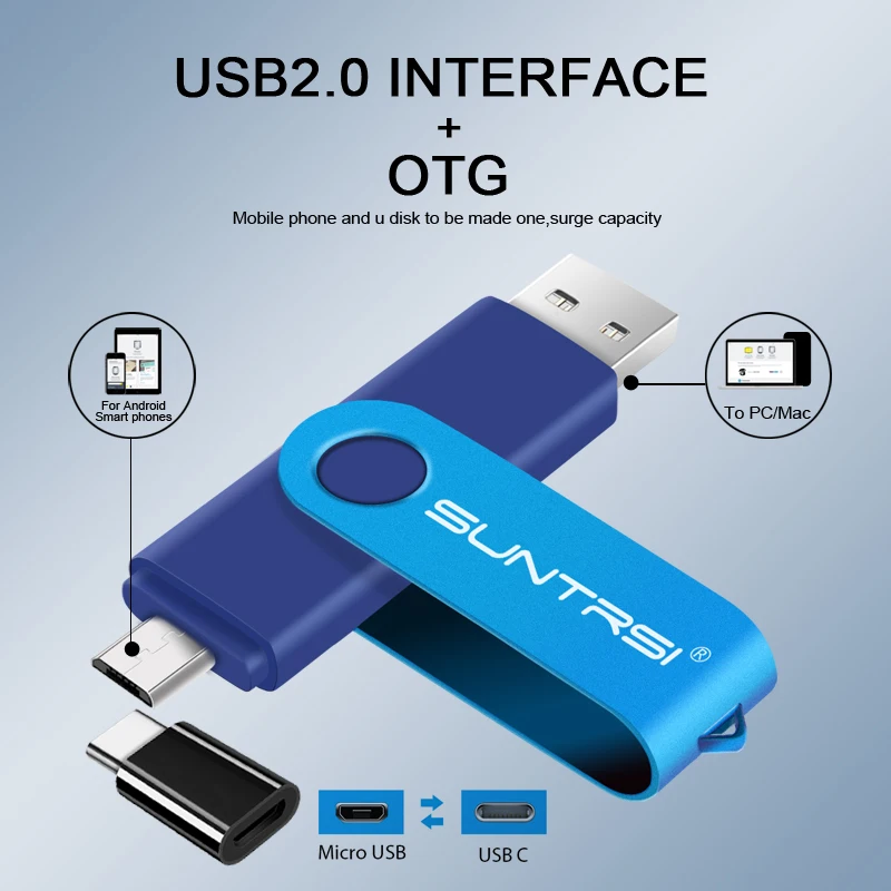 Suntrsi USB 2 0 флеш-накопитель 128 Гб 64 TYPE C Многофункциональный OTG stick 32 металлический