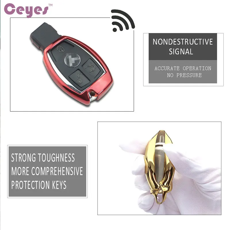 Защитный чехол для ключа Ceyes из ТПУ подходит Mercedes Benz A B C Class GLA S E GLC GLK CLA ML GLE
