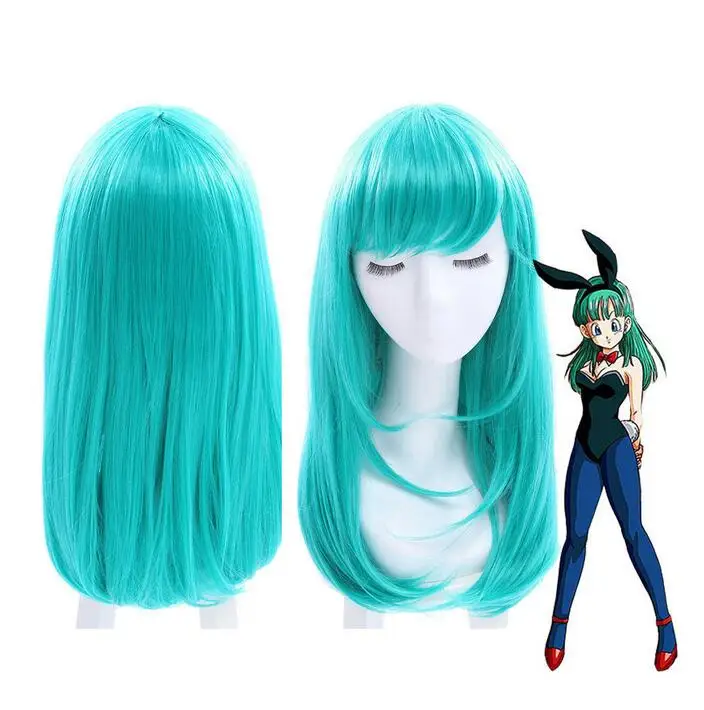 Ювелирные изделия Парик Dragon Ball Bulma средней длины прямые челки зеленый парик для косплея парики из натуральных волос для вечеринки