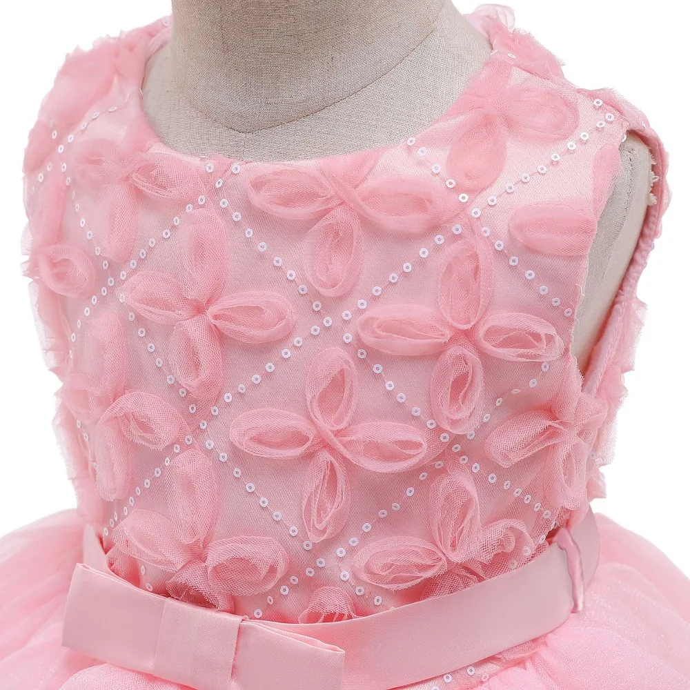 Розовый сетчатый Цветочный элегантный необычный смокинг принцесса милый бант