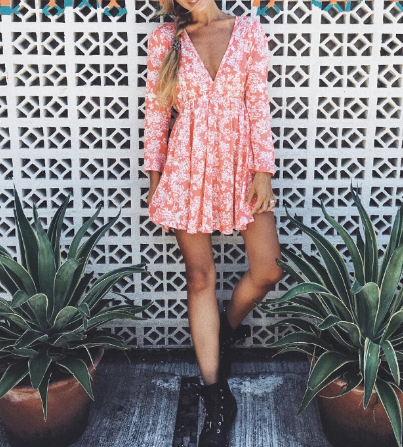 Летнее платье с цветочным принтом женские платья длинными рукавами вечернее