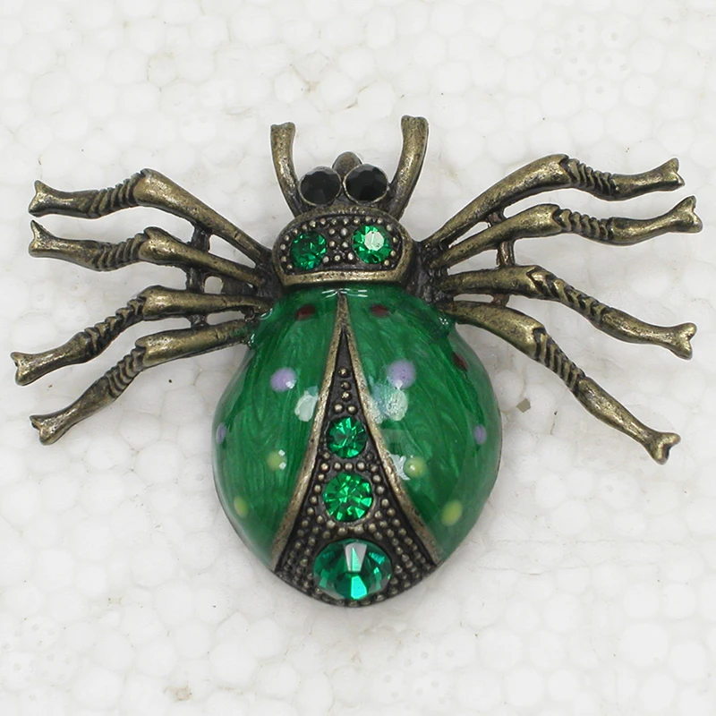 

Antique bronze Rhinestone Enamel brooch Beetles Pin brooches C672 M4