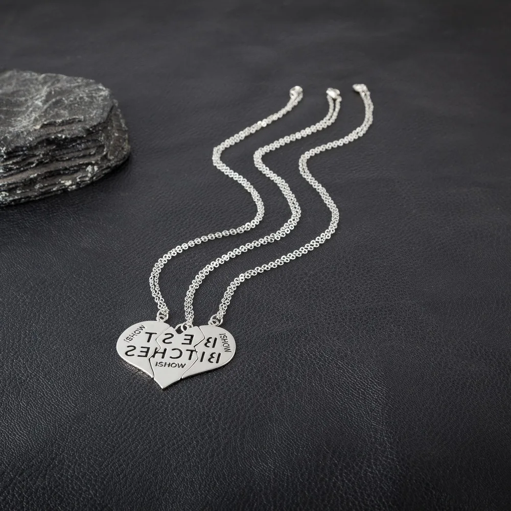 ISHOW 3 шт. серебристого цвета кулон в форме сердца Цепочки и ожерелья для женщины Best