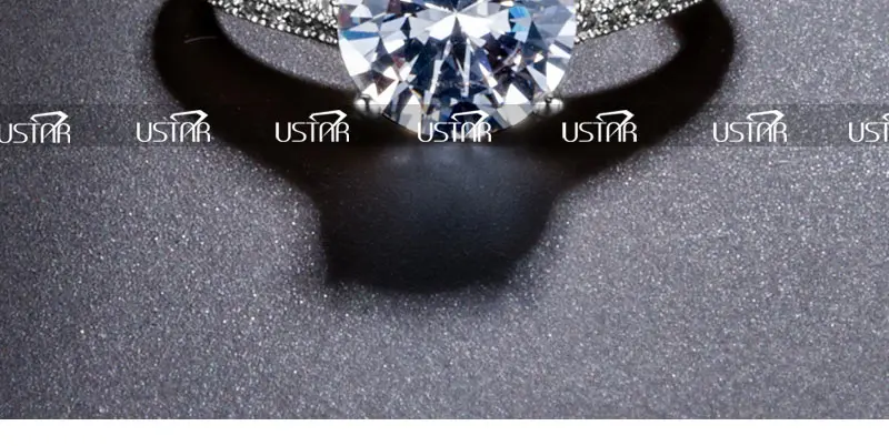 USTAR 1.25ct 7 мм AAA циркон обручальные кольца для женщин ювелирные изделия розовые золотистые Кристаллы Женские кольца для помолвки Anel высшего качества