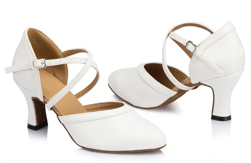 White 8cm heel Out Movefun/белая Высококачественная свадебная обувь для танцев с закрытым носком; бальные туфли для сальсы, латинских танцев, танго, бачаты; женские туфли на каблуке 5, 6, 7, 8 см - Цвет: White 8cm heel Out