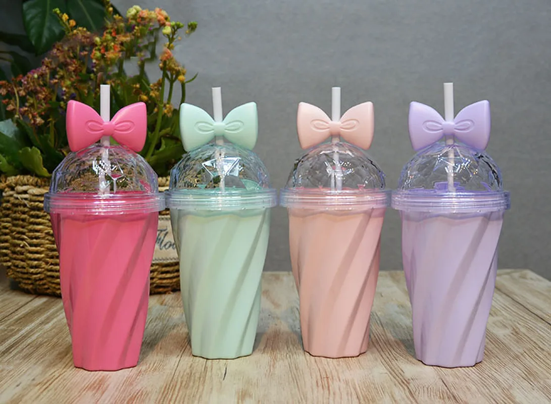 400 мл бабочка узел карамельный цвет соломы витая дорога милые пластиковые