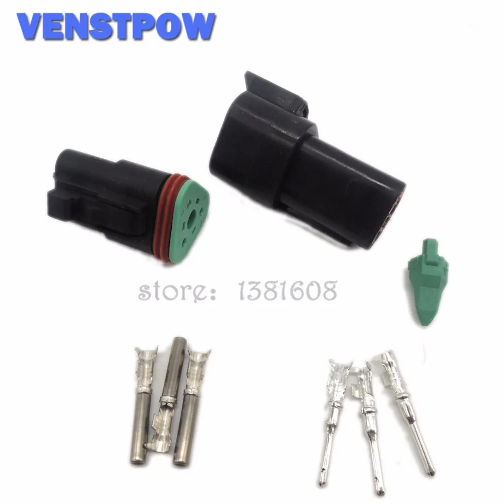 1 комплект черный Deutsch DT06/DT04 3 Pin Водонепроницаемый Электрический провод разъем 22