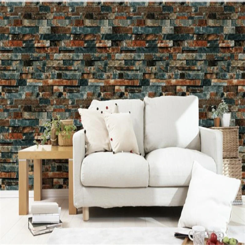 

beibehang 3D three-dimensional imitation marble brick wallpaper clothing store restaurant bar retro culture brick wall wallpaper