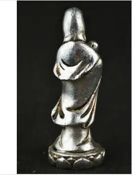 Старый Тибетский Разработать Украсить Ручная мяо серебряный резьба кван-инь