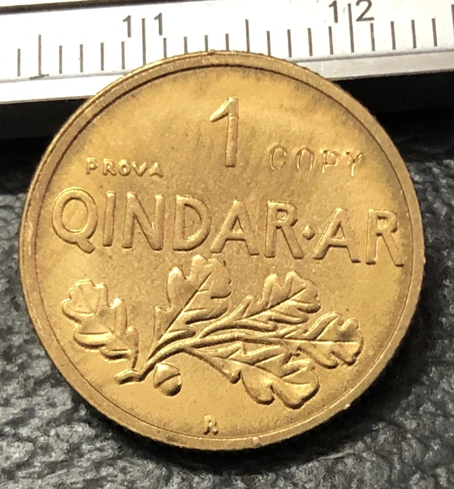 1935 Albania 1 Qindar Ar-Zog Бронзовый узор Имитация монеты