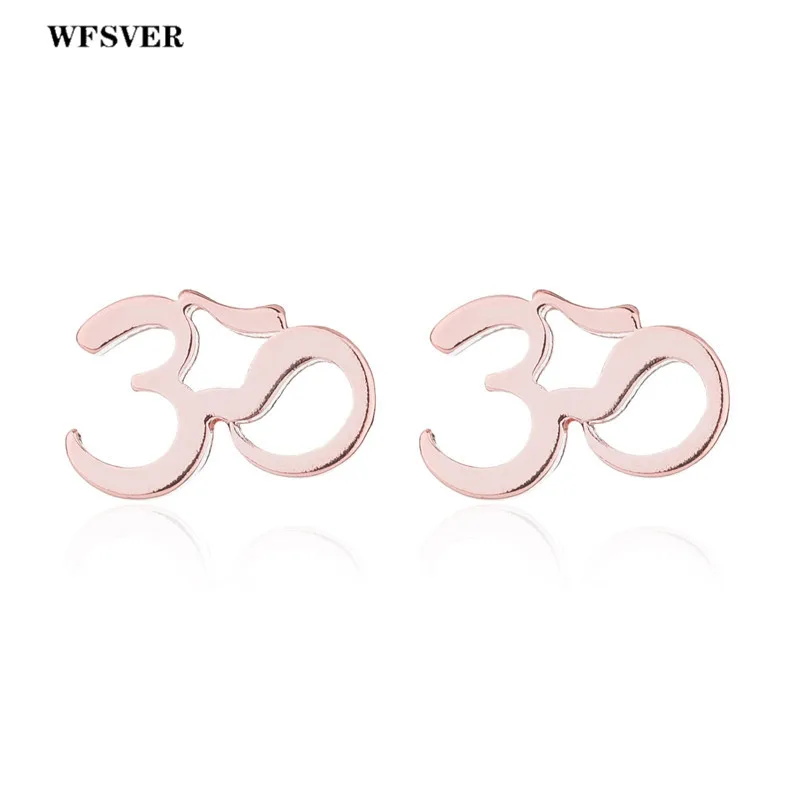 WFSVER женские мужские сережки гвоздики нержавеющая сталь Йога узор OM серьги модные