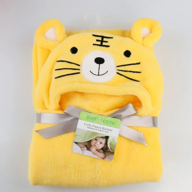 Просто милое хлопковое детское банное полотенце с капюшоном и изображением