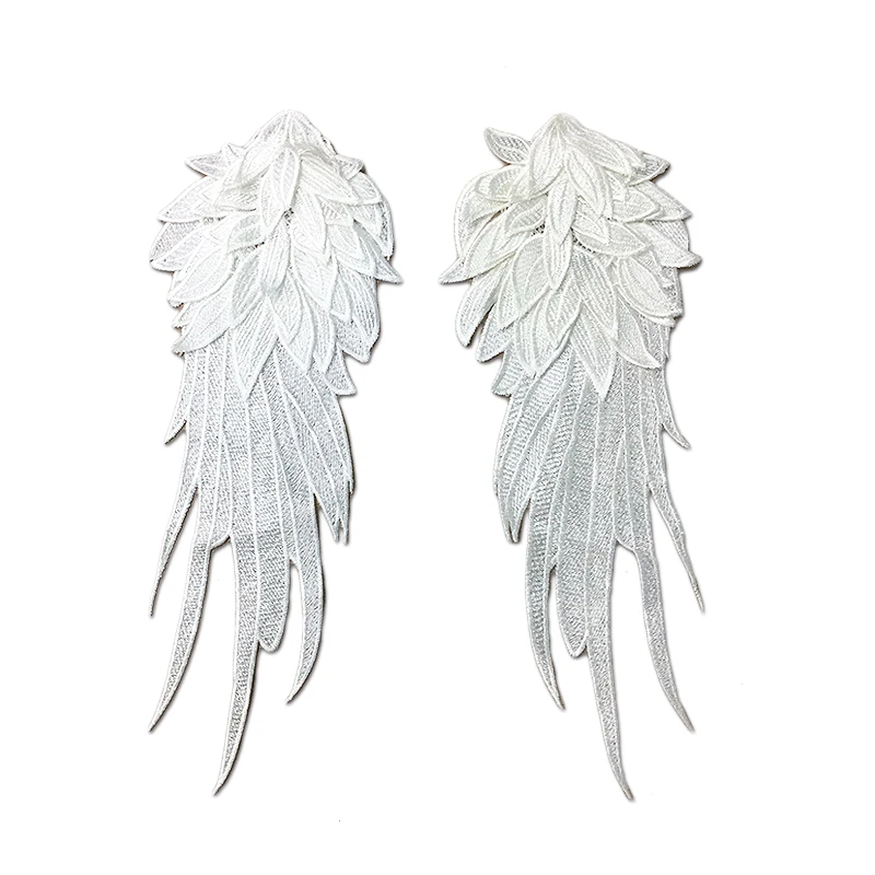 Оптовая продажа 1 пара черно белые вышитые Крылья Ангела кружева ткань плеча Venise