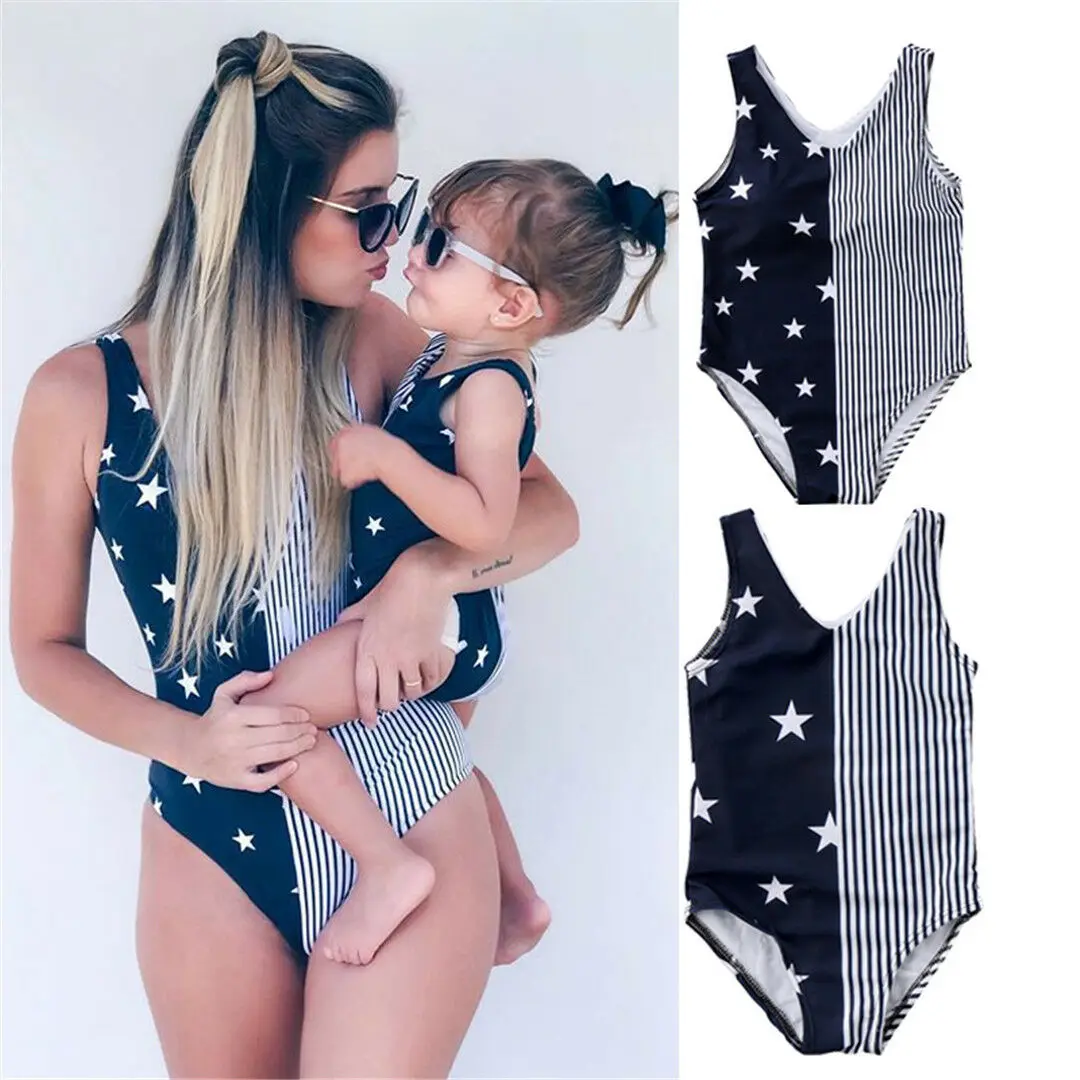 Emmababy платье для матери и дочки купальник с принтом летний пляжный бикини