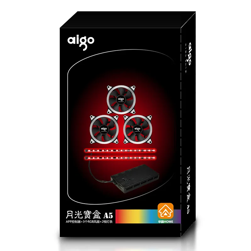 Aigo 3 шт. 12 В 6 Pin 120 мм корпус для компьютера RGB aura охлаждающий вентилятор набор светодиодный охладитель тихий вентилятор+ контроллер приложения+ 2 световых бара для ПК