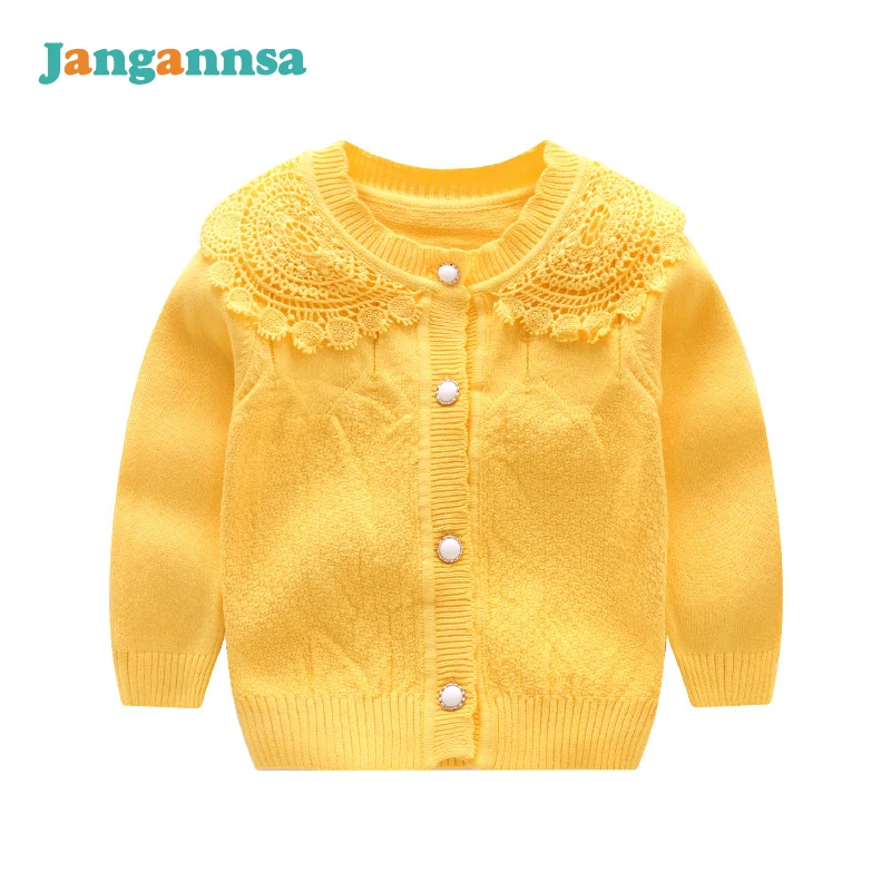 Вязаный хлопковый свитер с круглым вырезом для маленьких девочек Свитера