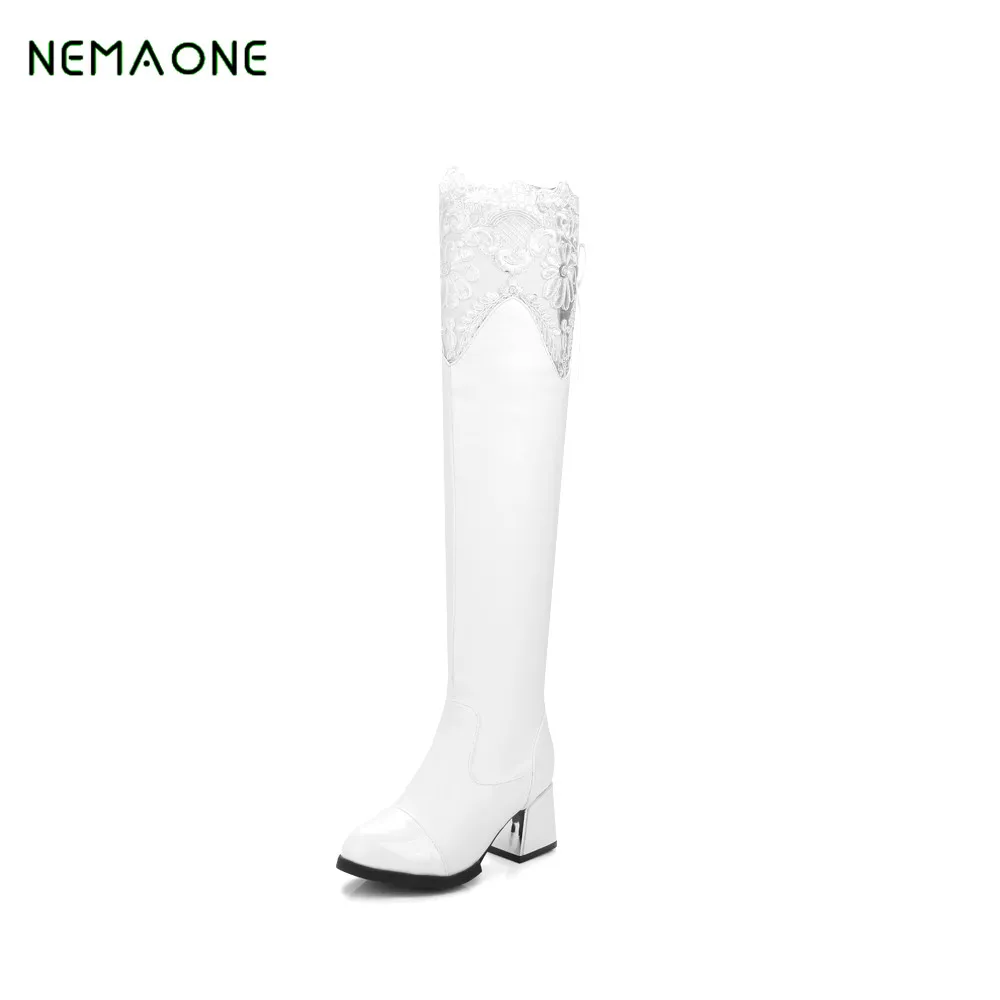 NEMAONE/новые сапоги, женские зимние сапоги до колена с хлопковой подкладкой, Зимняя Теплая обувь, высокие сапоги, zapatos mujer botas