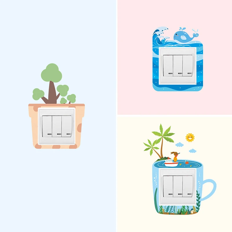 2 шт. растительный стиль Фламинго мультфильм животное переключатель наклейки для