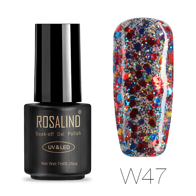 Гибридные Лаки ROSALIND, блестящий Гель-лак для ногтей, все для маникюра, Полупостоянный УФ-Гель-лак для ногтей, впитывающий верх, Базовое покрытие - Цвет: W47