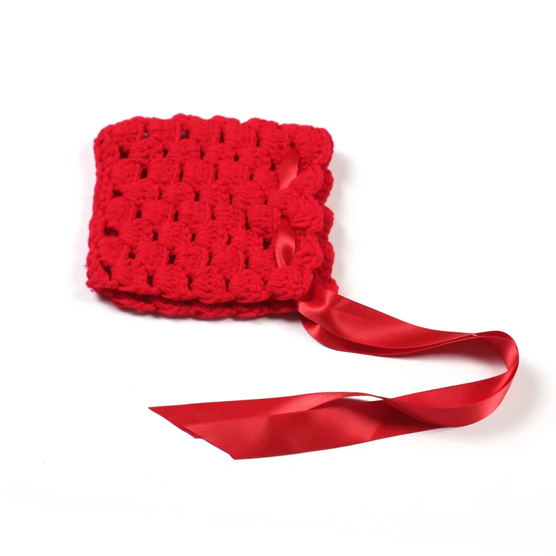 Вязаная вручную Детская шерстяная шапка для детей детская ручной вязки с лентой