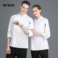 chef costume unisex chef jacket long sleeve kitchen restaurant barber shop workwear uniform overalls