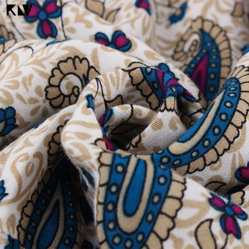 KLV/Новые 2019 размера плюс для женщин летние каникулы в стиле бохо с v образным