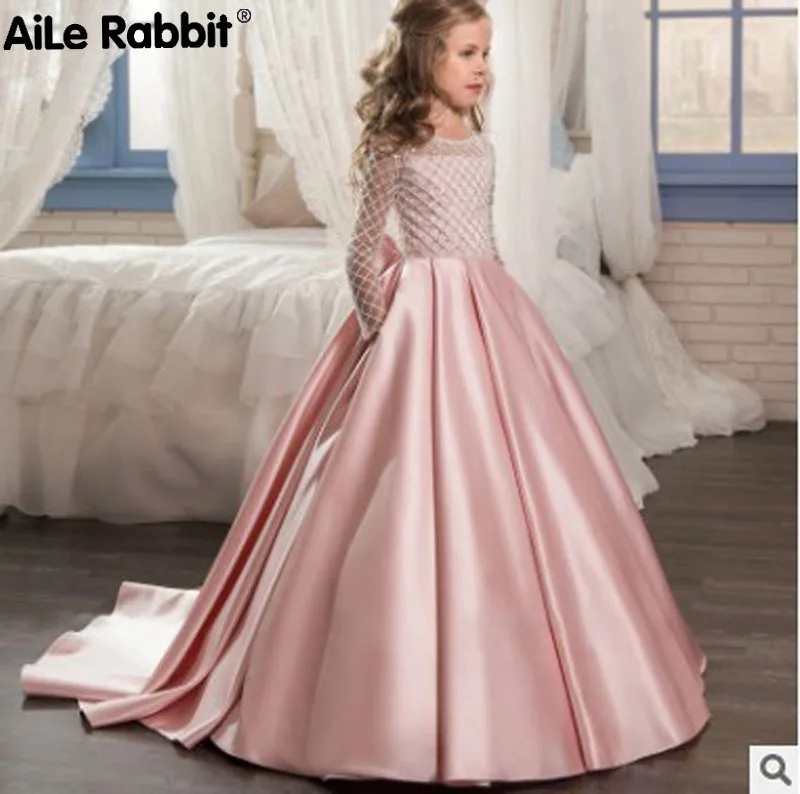 Платье для девочек AiLe Rabbit белое газовое платье принцессы детское Осень-зима 2019 |