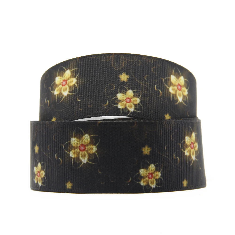 David accessories 1 ''с фокусным расстоянием 25 мм мягкие чехлы с изображением цветов с принтом резинка из полиэстера 50 ярдов, материалы для ручных поделок, 50Yc3955 - Цвет: 1065462001