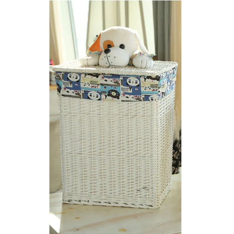 white large Декоративные плетеные корзины с крышками большая корзина для хранения белья для одежды Белый panier de Range en tissu cestas de almacenamiento - Цвет: white large