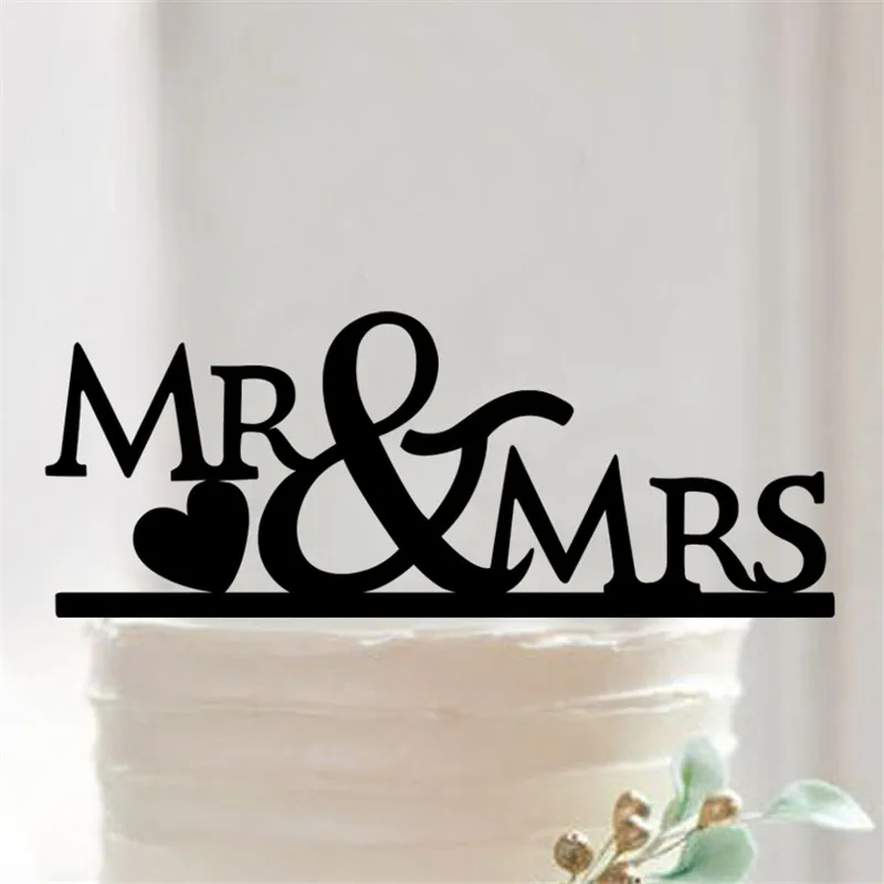 1 PCS &quotMr &amp Mrs ''letter акрил торт Топпер Акриловые Детские Shower День