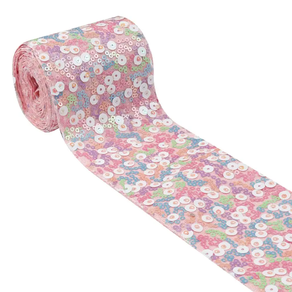 " блесток ленты наложения Вышивание лента ручной работы 75 мм сладкий цвета для DIY аксессуары волос текстиль Декор Одежда интимные аксессуары 2y