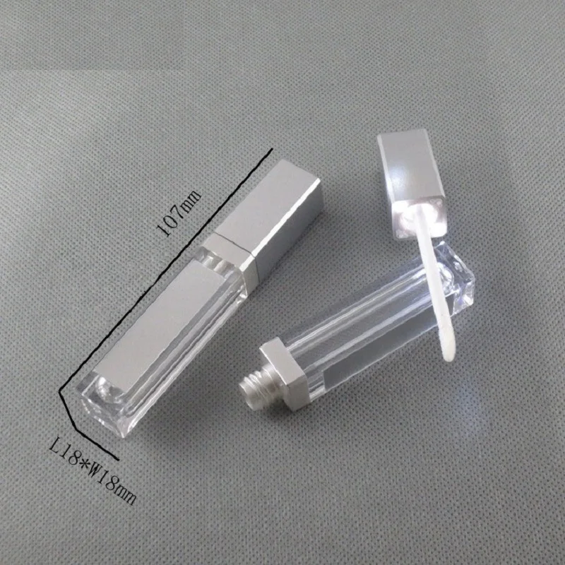 7.5 ML LED Lipgloss Tube Acrylic Empty Clear Refillable Cosmetic Packaging Black Silver Lip Gloss Packaging with Mirror