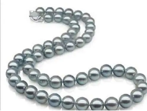 

Free Shipping gorgeous 10-11mm grey pearl necklace