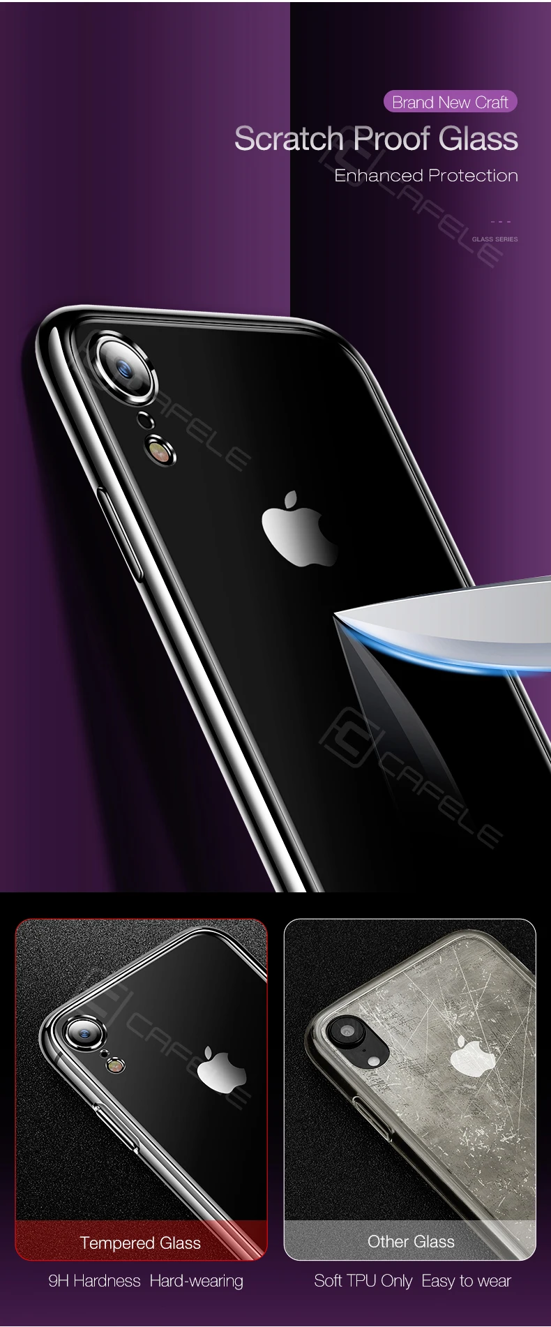 CAFELE чехол для телефона из закаленного стекла для iPhone Xr Xs Max 11 Pro Max, мягкий прозрачный чехол для iPhone 11 pro max
