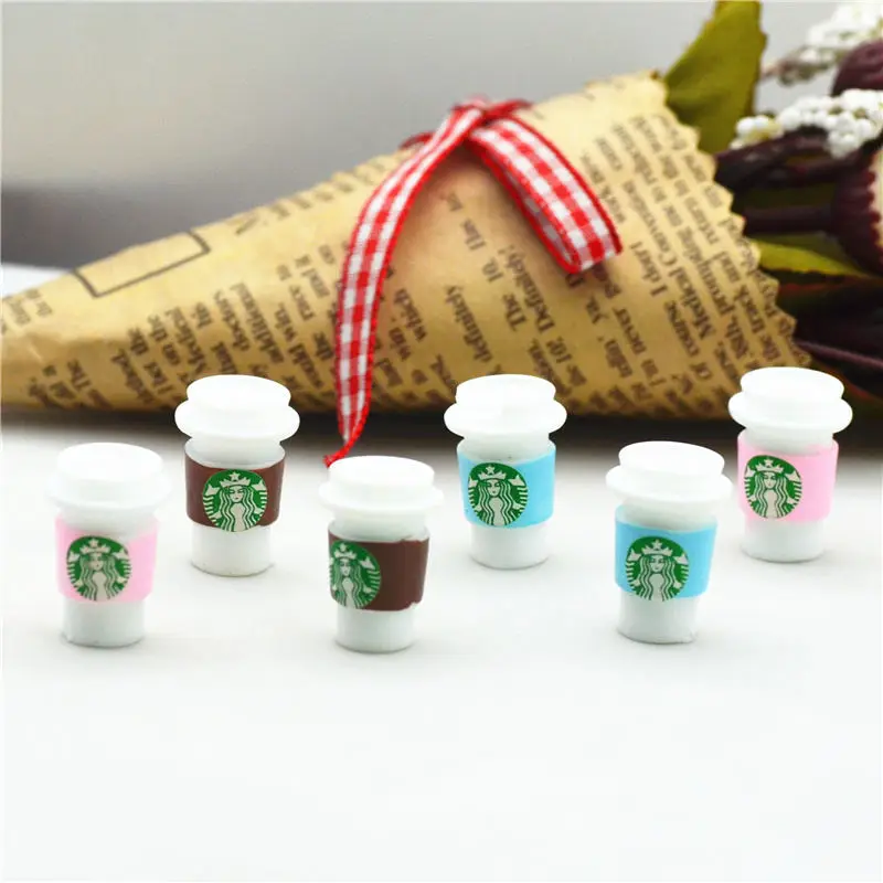MIXED COLOR 12PCS 19 мм X 13 мм 12 шт 3D Полимерная кофейная чашка кабошон | миниатюры для кофе | Домашние DIY миниатюры | кабошоны для молочного чая из смолы - Цвет: MIXED COLOR 12PCS