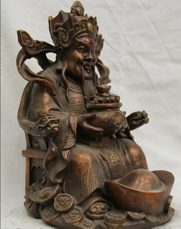 song voge gem S1838 9 &quot China Chinese Bronze seat Mammon Money Wealth God treasure bowl Statue | Дом и сад