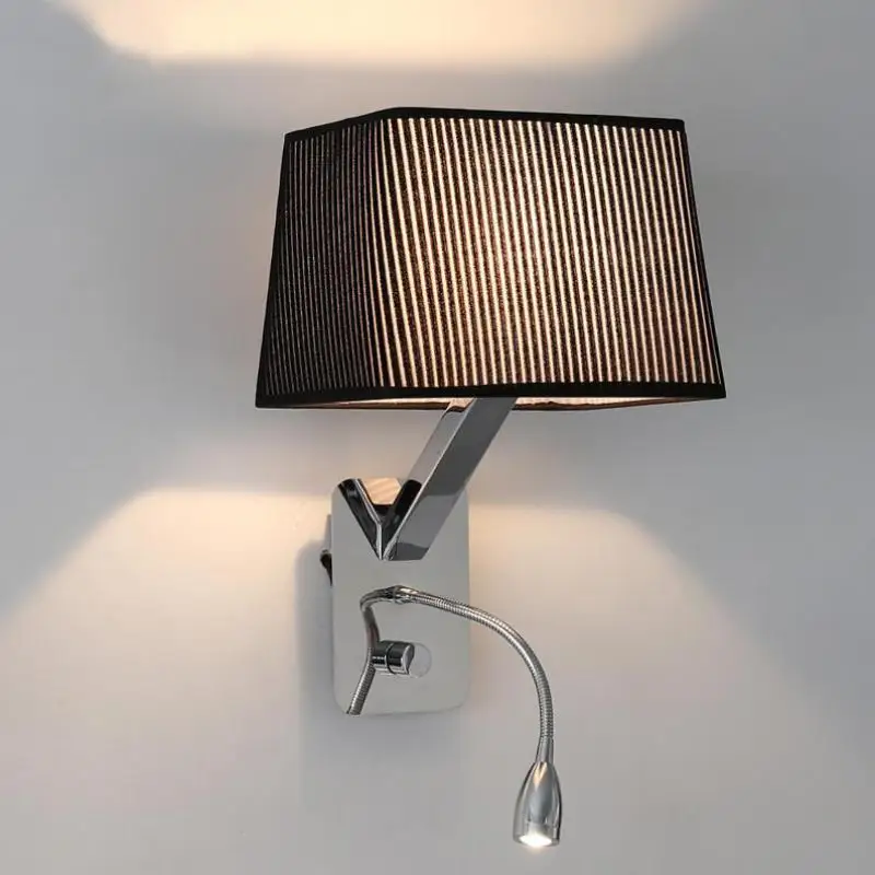 Гостиничные прямоугольные настенные светильники тканевый абажур для спальни