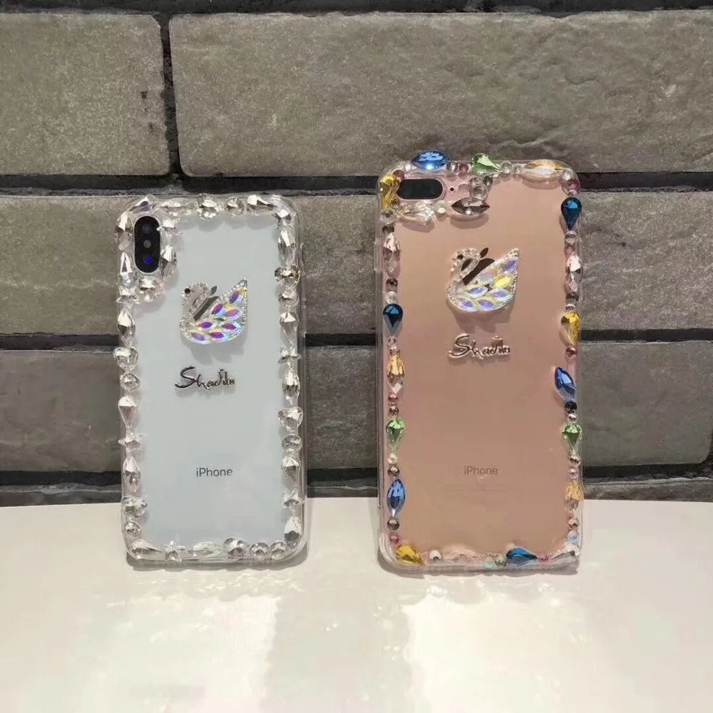 DIY Кристальный чехол для iphone 4 4S 5 5S SE 6 6Plus 6S Plus 7 7Plus 8 8Plus X Роскошные блестящие чехлы
