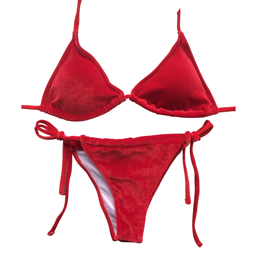 2017 Женские Бикини Комплект Особый Материал Эластичный Бархат Бразильский