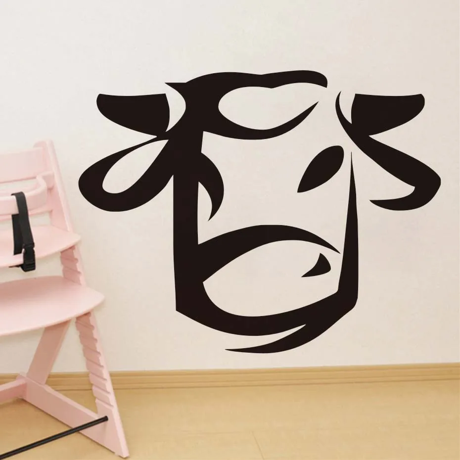 Cute Cartoon Cow Head Wall Sticker For Kids Rooms Bedroom Home Decoration PVC Removable Vinyl Posters Art Decals Decor | Дом и сад