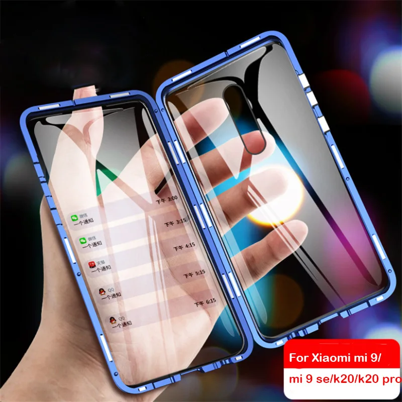 R just магнитный металлический бампер для Xiaomi mi 9 Mi9 SE Mi 9T закаленное стекло передняя