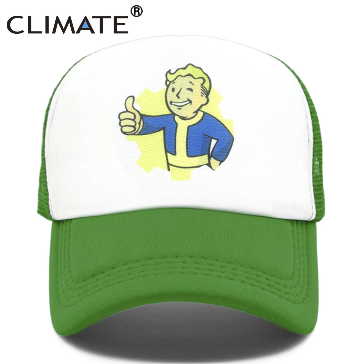 Климат Fallout Trcuker кепка мужская шляпа Nuka Cola Trcuker Кепка хранилище кепки для мальчиков мужчин и женщин забавные крутые Fallout Shelter сетчатая Кепка шляпа
